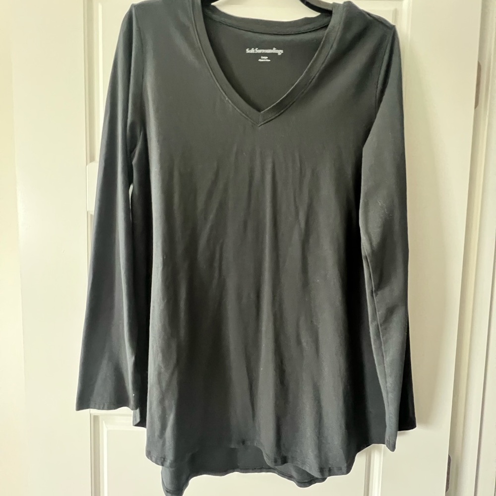 Soft Surroundings Black V-Neck Long Sleeve Tunic